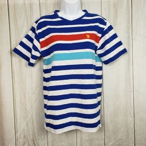 V neck polo striped short sleeve shirt 14/16